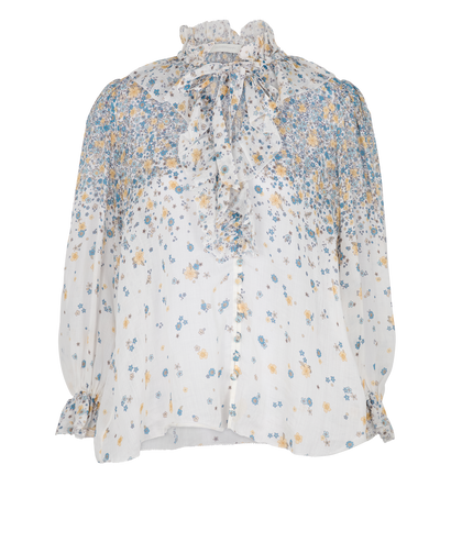 Zimmermann Floral Blouse, £195, Clothing, White, Linen, Front view