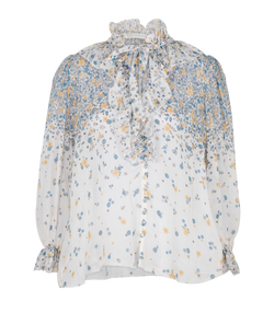 Zimmermann Floral Blouse, Ramie, White, UK14, 3*