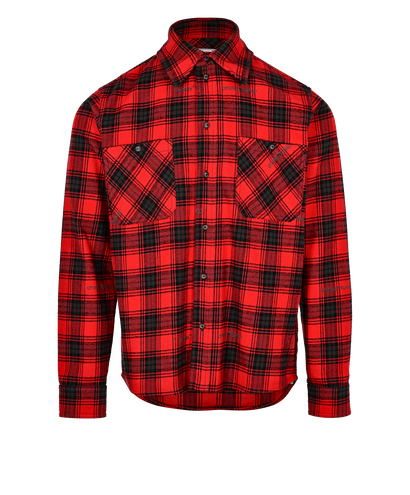 Off-White Stencil Check Shirt, &pound;150, Clothing, Red, Cotton/Polyester (Polymer), Front view