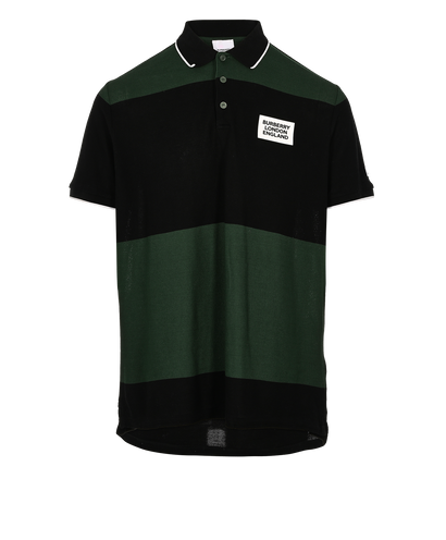 Burberry Striped Polo Top, £180, Clothing, Black/Green, Cotton, Front view