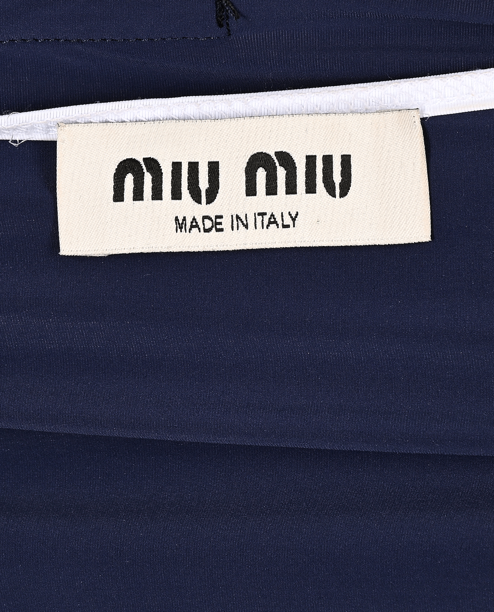 Miu Miu Stretch Logo Jersey Top, &pound;220, Clothing, Navy, Elastane/Polyester (Polymer), Other view