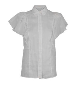 Chloe Flutter Sleeves Blouse, Ramie, White, UK6, 2*