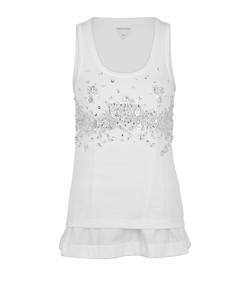 Bottega Veneta Crystal Embellished Vest, Cotton, White, Sz XS, 3*