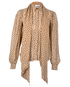 Ganni Polka Dot Tie-Neck Blouse, &pound;60, Clothing, Beige, Viscose, Front view