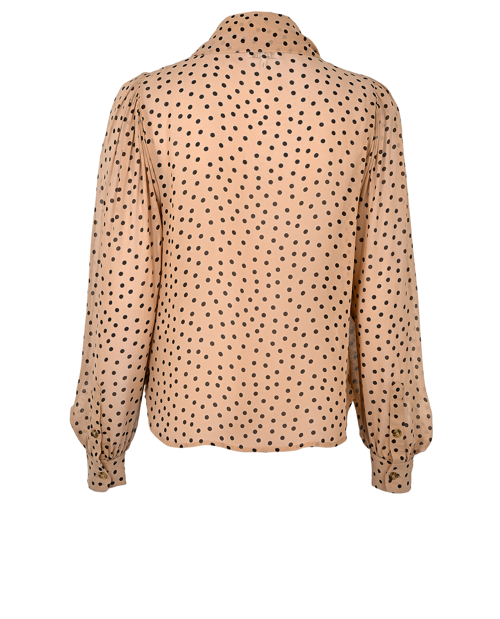 Ganni Polka Dot Tie-Neck Blouse, &pound;60, Clothing, Beige, Viscose, Back view