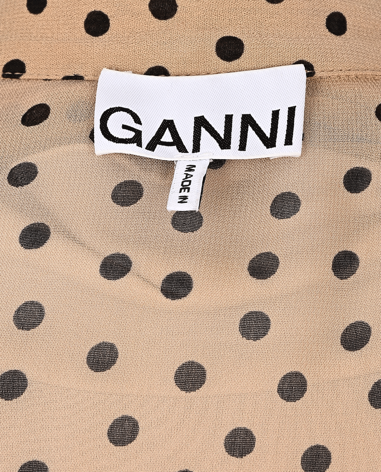 Ganni Polka Dot Tie-Neck Blouse, &pound;60, Clothing, Beige, Viscose, Other view