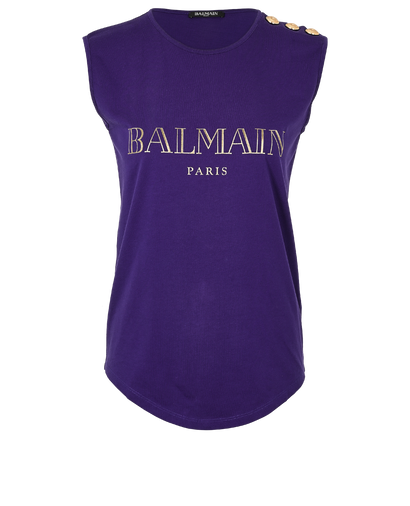 Balmain Button Details Vest, £75, Clothing, Purple, Cotton, Front view