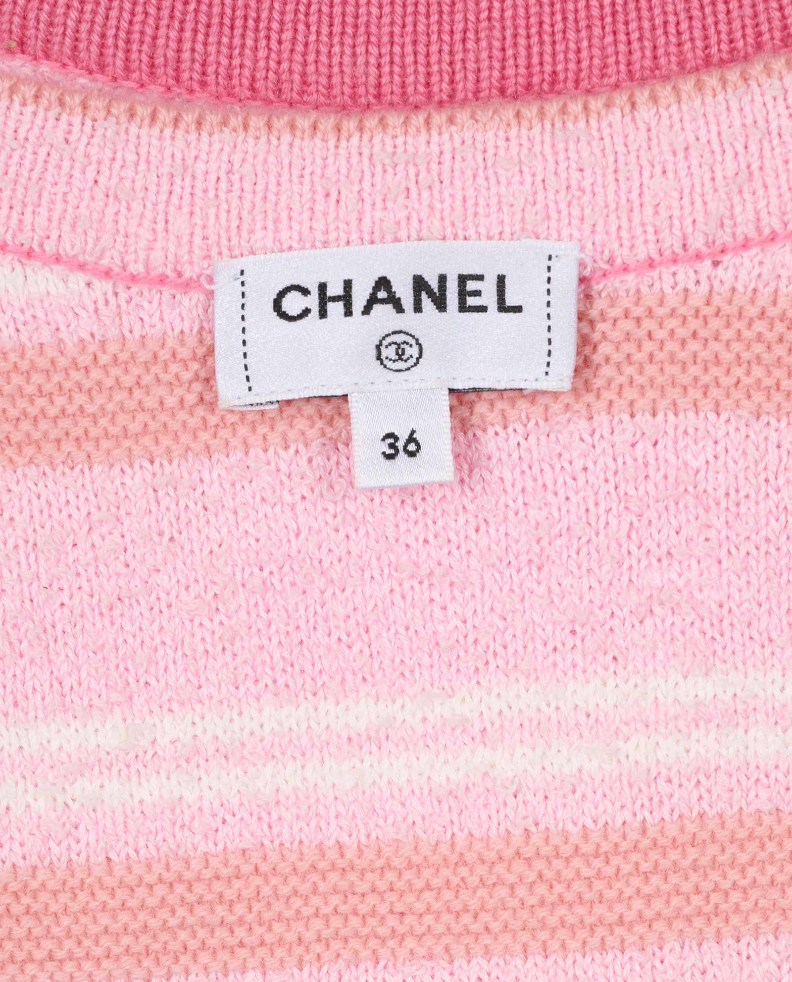 Chanel CC Logo Striped Sleeveless Top, &pound;495, Clothing, Pink, Cashmere/Cotton, Other view