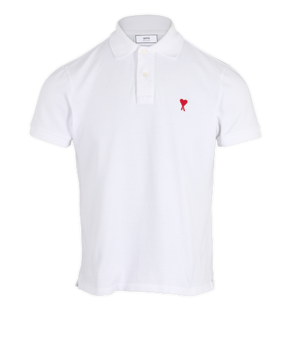 Amir Paris Ami De Coeur Polo Shirt, &pound;70, Clothing, White, Cotton, Front view