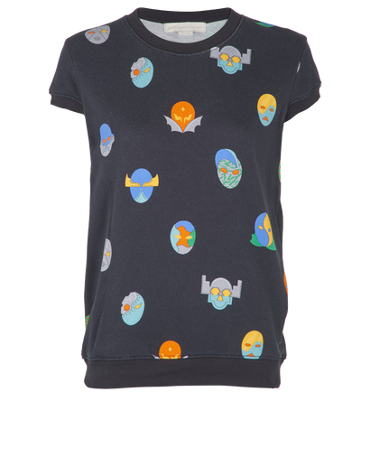 Stella McCartney Robot Print Sleeveless Top, £90, Clothing, Black, Cotton, Front view