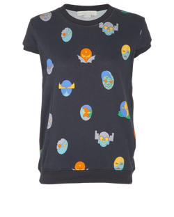 Stella McCartney Robot Print Sleeveless Top, Cotton, Black, UK 10, 2*