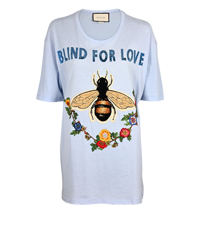 Gucci Blind For Love Embroidered T-Shirt, £150, Clothing, Blue, Cotton, Front view