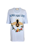 Gucci Blind For Love Embroidered T-Shirt, £150, Clothing, Blue, Cotton, Front view