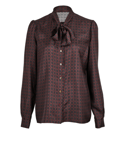 Dolce & Gabbana Bow Tie Geometric Shirt, £180, Clothing, Burgundy, Silk, Front view