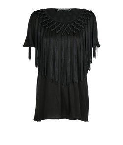 Dolce & Gabbana Fringed Top, Silk, Black, UK14, 2*