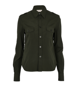Saint Laurent 2023 Military Button-Up Shirt, Cotton, Green, UK 12, 3*