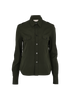 Saint Laurent 2023 Military Button-Up Shirt, £230, Clothing, Green, Cotton, Front view
