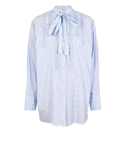 Valentino Embellished Striped Shirt, £320, Clothing, Blue/White, Cotton, Front view