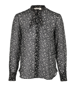 Saint Laurent Floral Blouse, Wool/Silk, Black/White, UK8, 2*