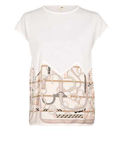 Hermes Print Top, &pound;220, Clothing, Beige/Cream, Silk/Wool, Front view