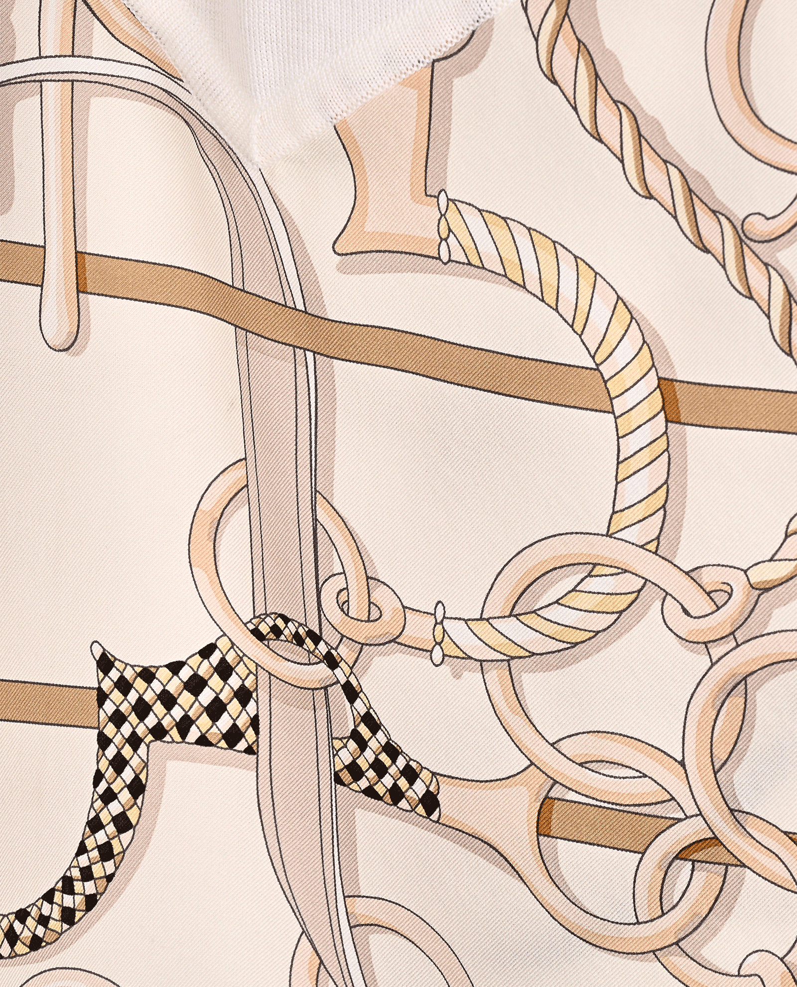 Hermes Print Top, &pound;220, Clothing, Beige/Cream, Silk/Wool, Other view