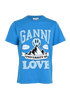 Ganni University Of Love T-Shirt, £50, Clothing, Blue, Cotton, Front view