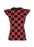 Louis Vuitton Checkered Sleeveless Top, £220, Clothing, Black/Red, Cotton, Front view