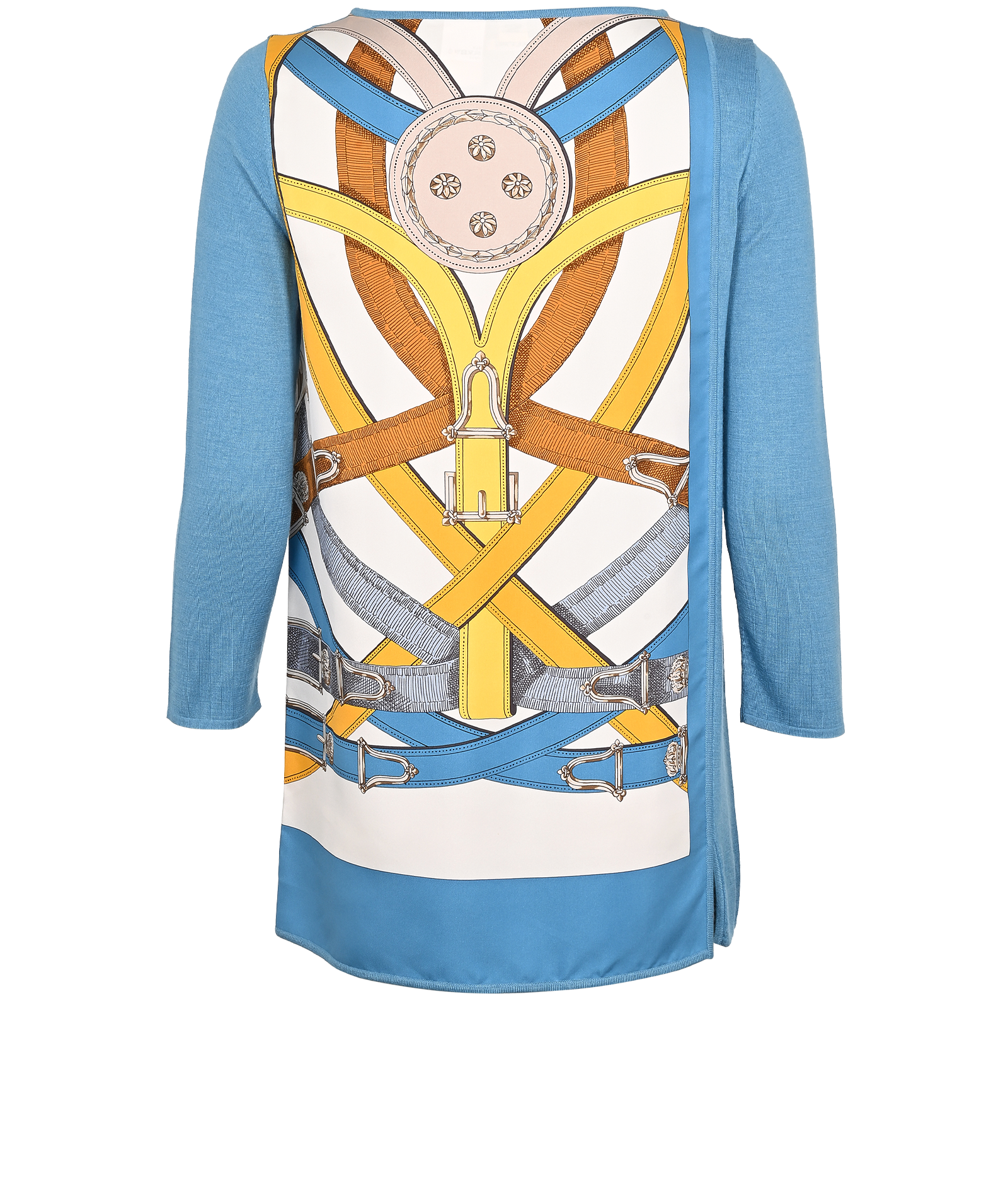 Hermes Long Print Top, &pound;275, Clothing, Blue/White, Cashmere/Silk, Back view