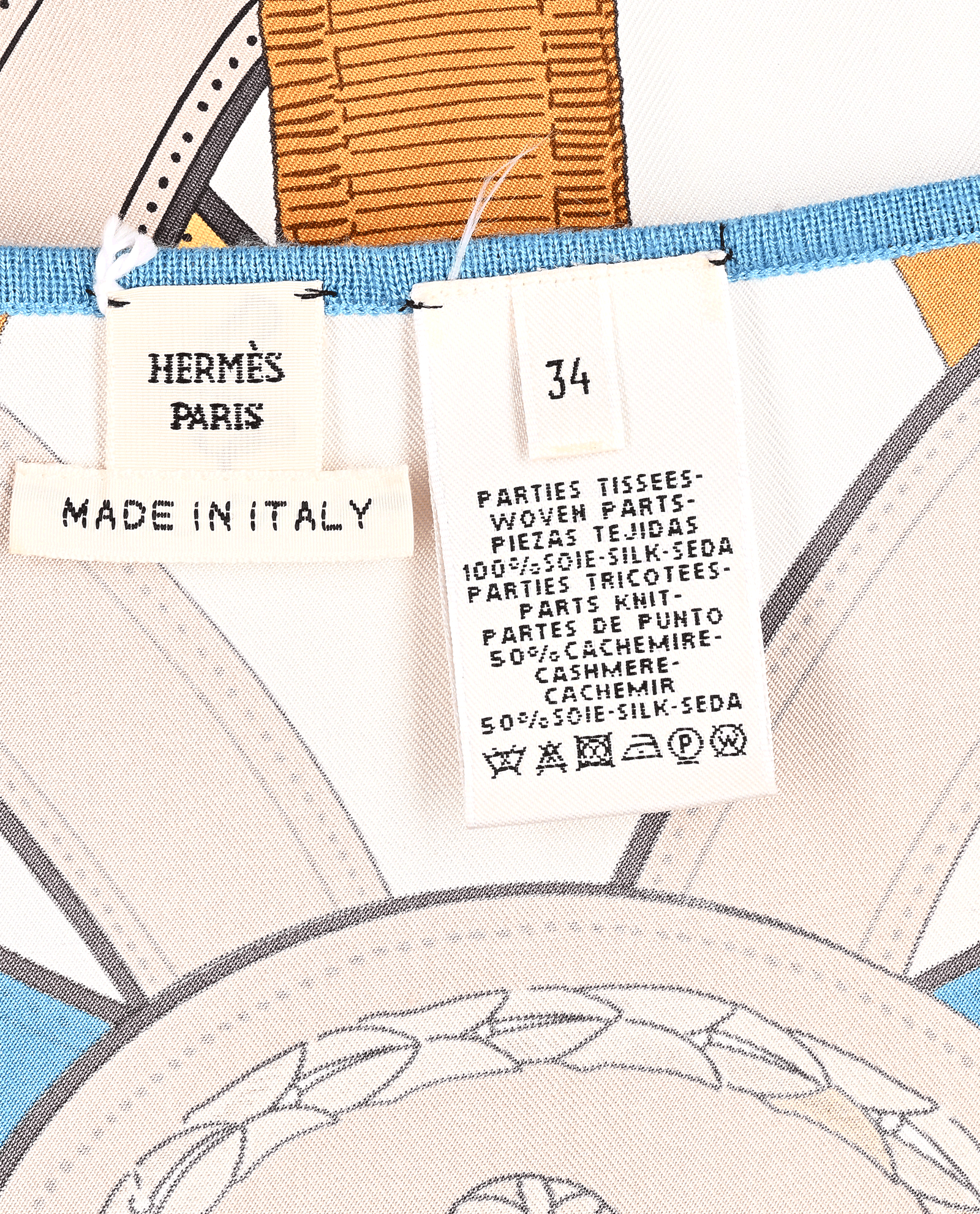 Hermes Long Print Top, &pound;275, Clothing, Blue/White, Cashmere/Silk, Other view