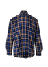 Balenciaga Logo Check Shirt, &pound;230, Clothing, Blue/Brown, Cotton, Front view