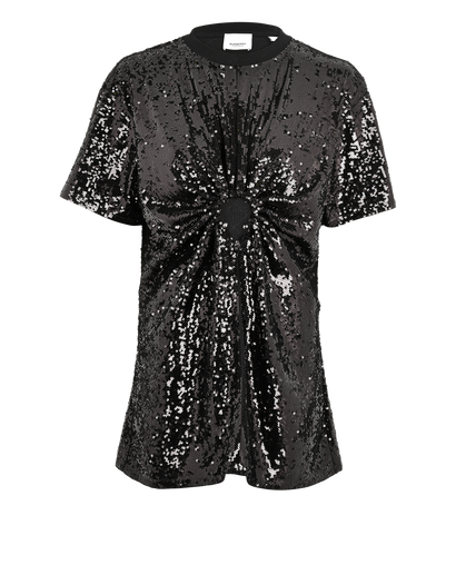 Burberry Sequins Key Hole Top, £170, Clothing, Black, Cotton/Sequins, Front view