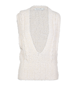 Christian Dior Sleevless Knit Vest, Cotton, White, UK8, 2*