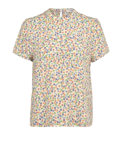 Valentino Short Sleeve Blouse, Silk, Multi, Sz XS, 3*