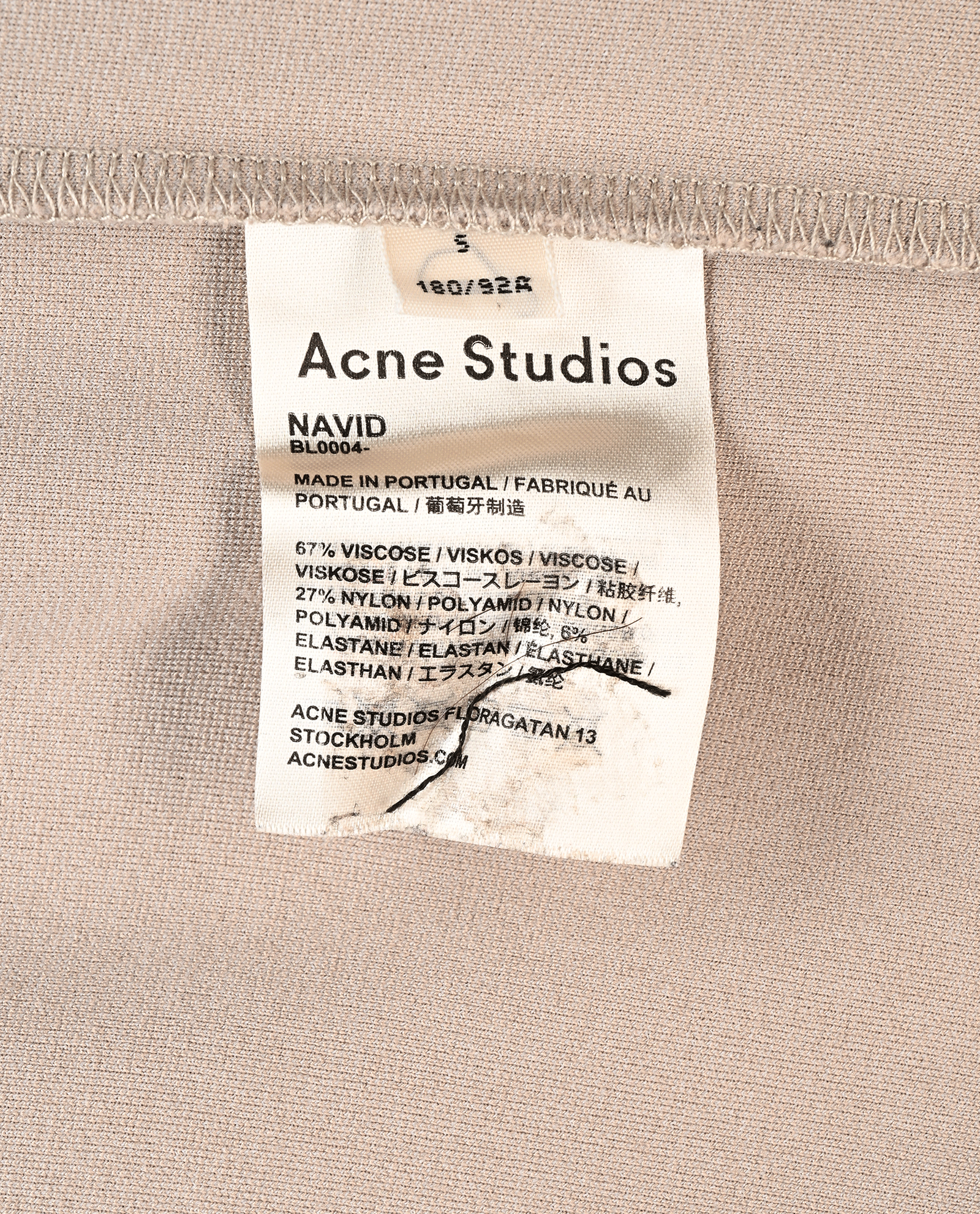 Acne Studios Ribbed Logo Collar T-Shirt, &pound;80, Clothing, Beige, Viscose, Other view