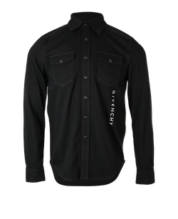 Givenchy Logo Embroidered Overshirt, Mens, Cotton, Black, Sz S, 2*