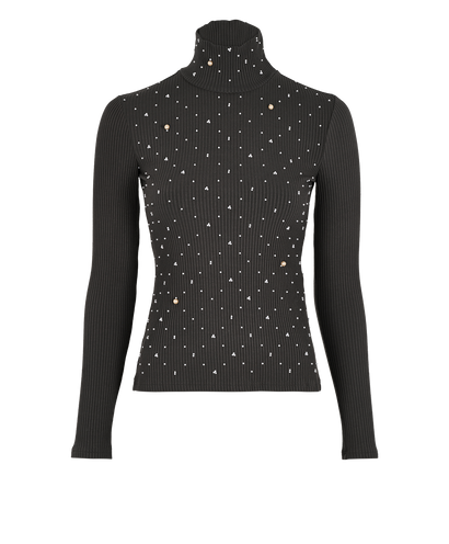Chanel Pearl Embellished High Neck Top, £390, Clothing, Grey, Pearl/Viscose, Front view