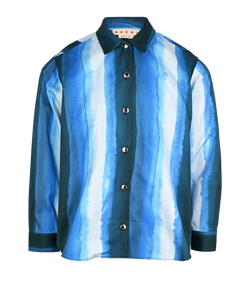 Marni Waterfall Stripe Shirt, Mens, Cotton, Blue, Sz XS, 3*