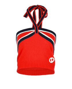 Gucci GG Halterneck Top, Cotton/Poly, Red/Blue, Sz S, 3*