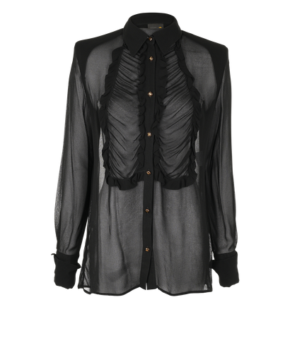 Fendi Sheer Ruffles Shirt, £150, Clothing, Black, Viscose, Front view
