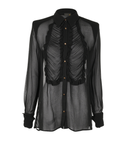 Fendi Sheer Ruffles Shirt, Viscose, Black, UK12, 3*
