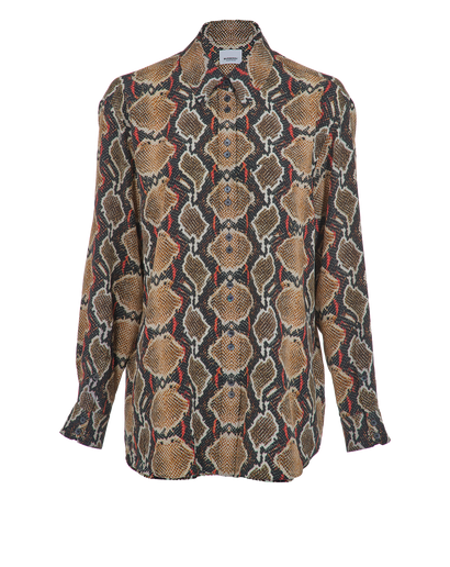 Burberry Snake Print Blouse, &pound;110, Clothing, Brown, Silk, Front view