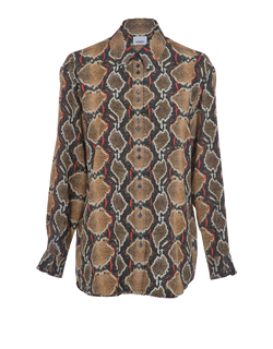 Burberry Snake Print Blouse, Silk, Brown, UK8, 2*