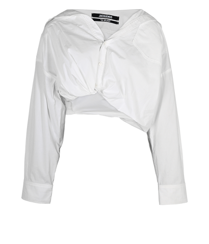 Jacquemus Le Splash Cropped Shirt, £175, Clothing, White, Cotton, Front view