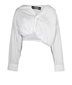 Jacquemus Le Splash Cropped Shirt, Cotton, White, UK10, 3*