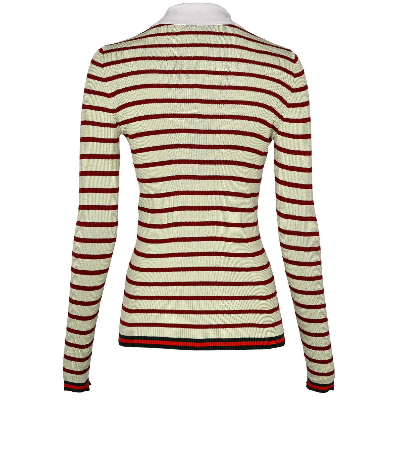 Gucci Stripes Polo Shirt, &pound;395, Clothing, Green/Red, Silk, Back view