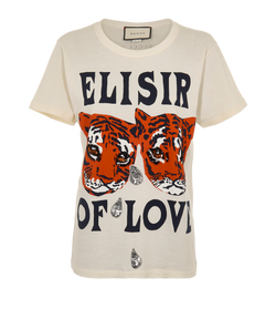 Gucci Elisir of Love Tiger T-Shirt ,Cotton, Cream, XXS, 2*