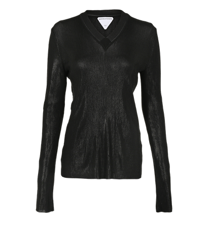 Bottega Veneta V-Neck Knitted Top, £150, Clothing, Black, Elastane, Front view