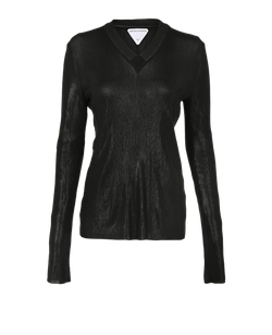 Bottega Veneta V-Neck Knitted Top, Elastane, Black, SzL, 2*