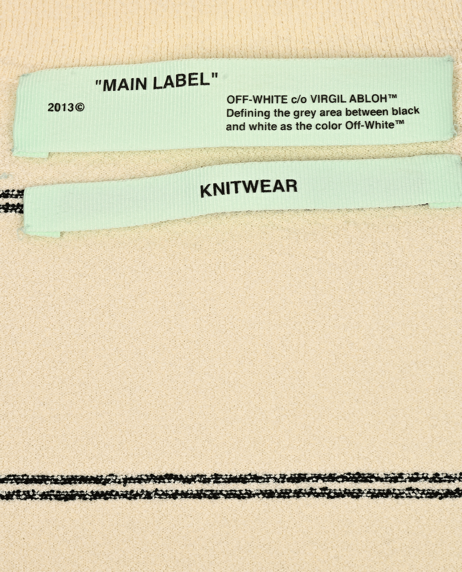 Off-White FW2019 Logo & Stripe Polo Top, &pound;120, Clothing, Cream, Viscose, Other view