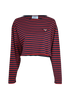 Prada Long Sleeved Striped Top, £180, Clothing, Navy/Red, Cotton, Front view